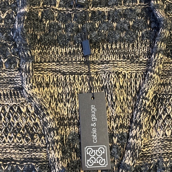 Cable & Gauge Longline Open Front Cardigan Sweater NWT Women’s Small Black Tan - Picture 6 of 6